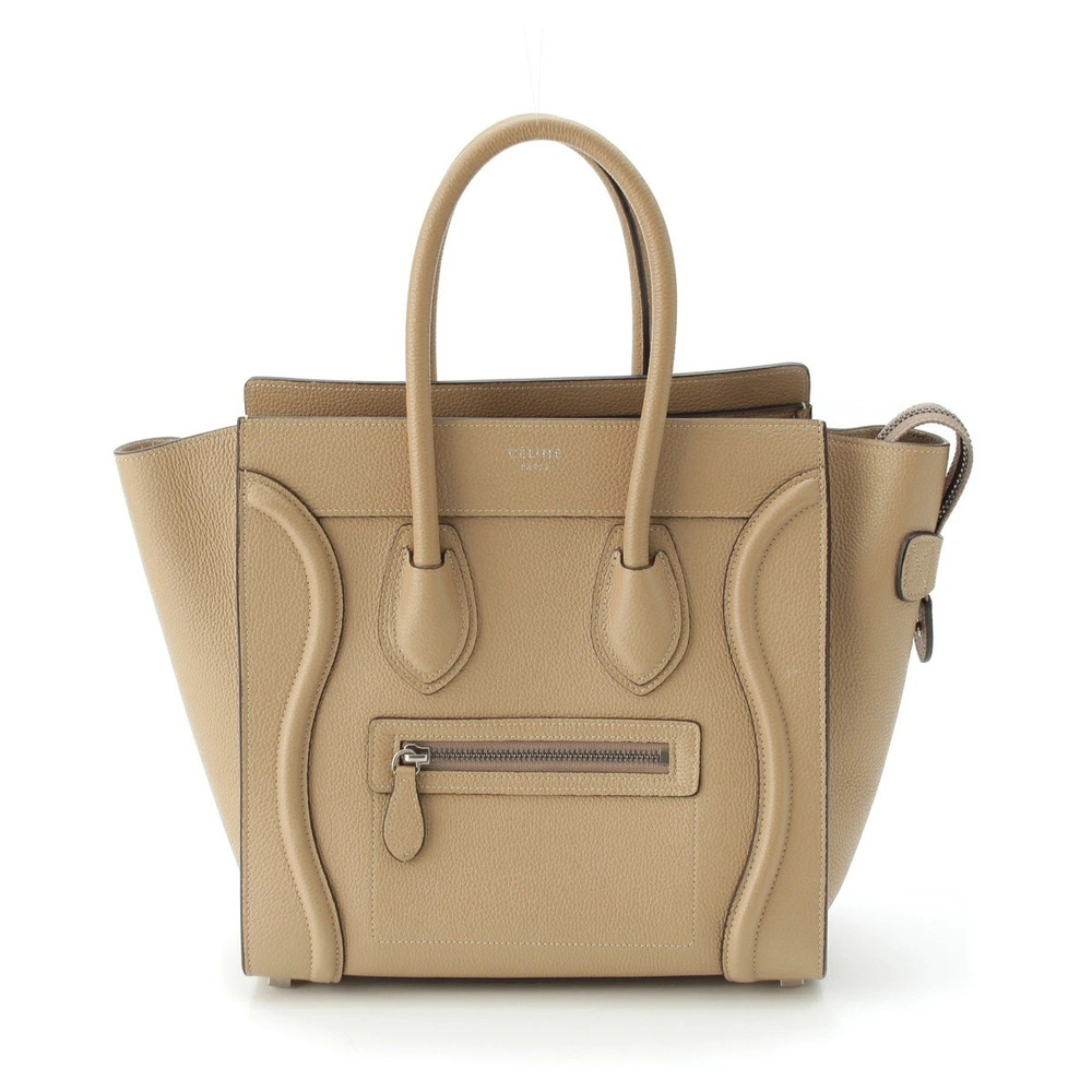 Celine Leather Luggage Tote Shopper Handbag Beige Cream